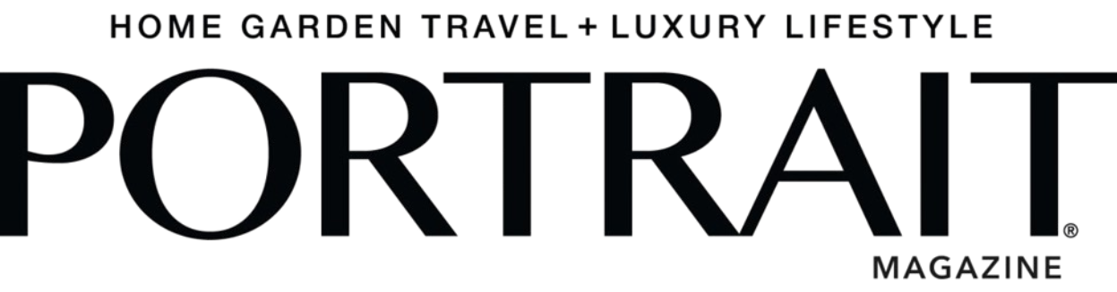 Logo of 'Portrait Magazine' with text 'Home Garden Travel + Luxury Lifestyle'.