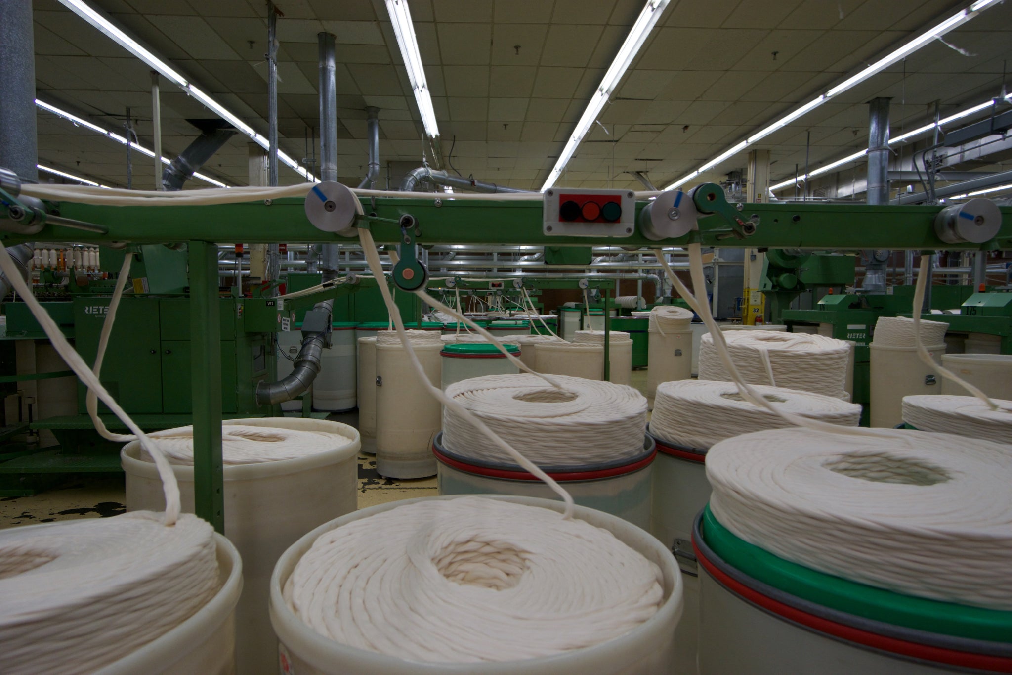 Yarn being spun in North Carolina.