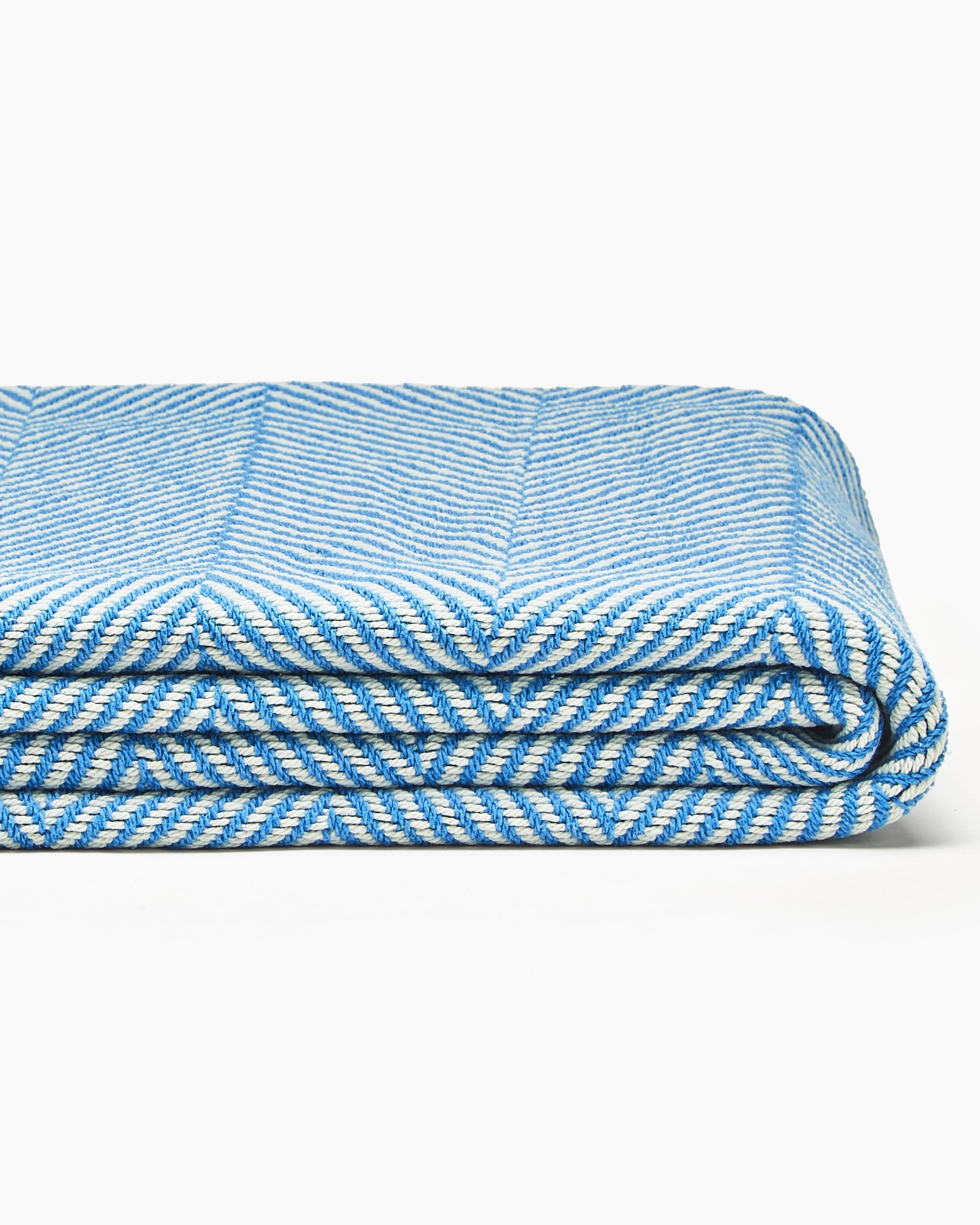 made in maine herringbone blanket throw in coastal blue