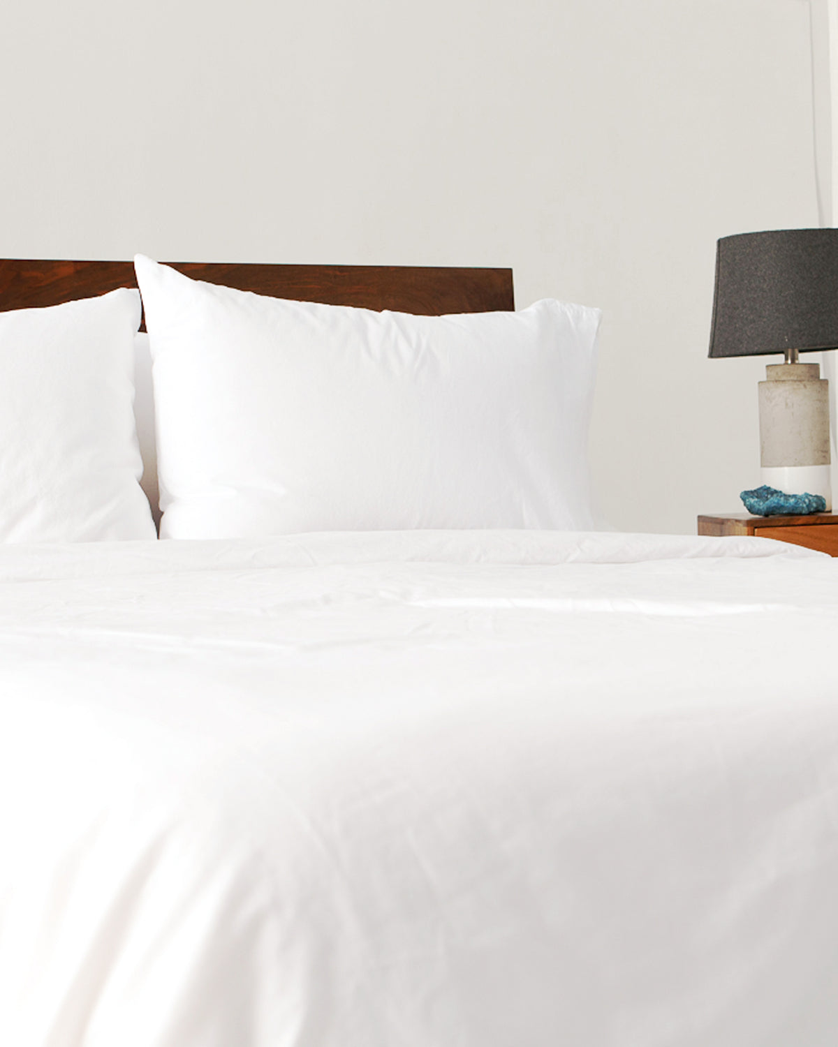 Bed made with Cloud White Heritage American Sheets.