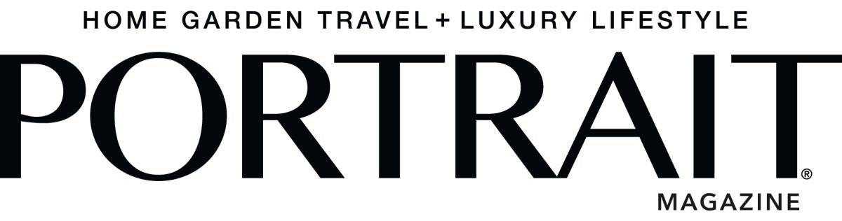 Logo of 'Portrait Magazine' with text 'Home Garden Travel + Luxury Lifestyle'.