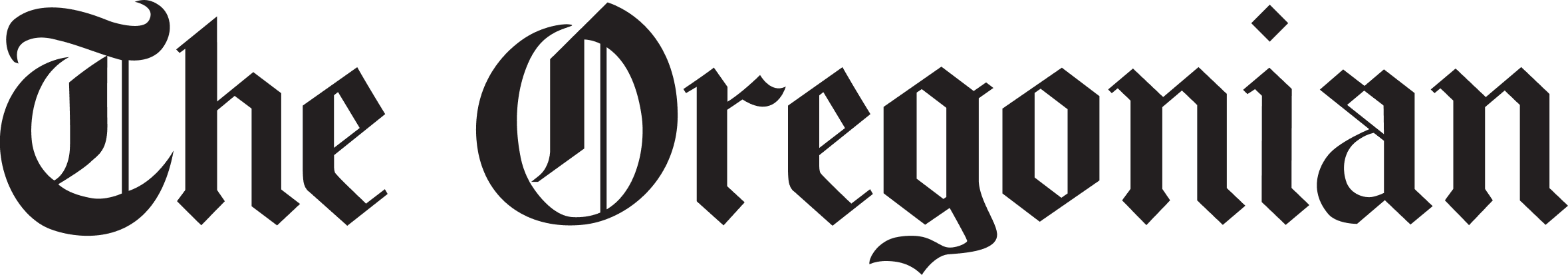 Logo of 'The Oregonian' newspaper in black text on a white background