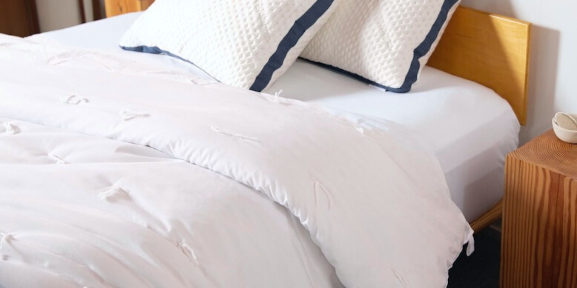 american made wool duvet on bed
